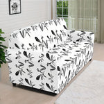 White And Black Mantis Pattern Print Sofa Cover