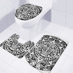 White And Black Maya Calendar Print 3 Piece Bath Mat Set
