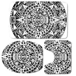 White And Black Maya Calendar Print 3 Piece Bath Mat Set