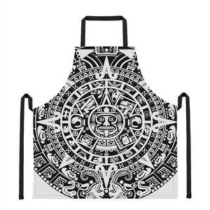 White And Black Maya Calendar Print Apron