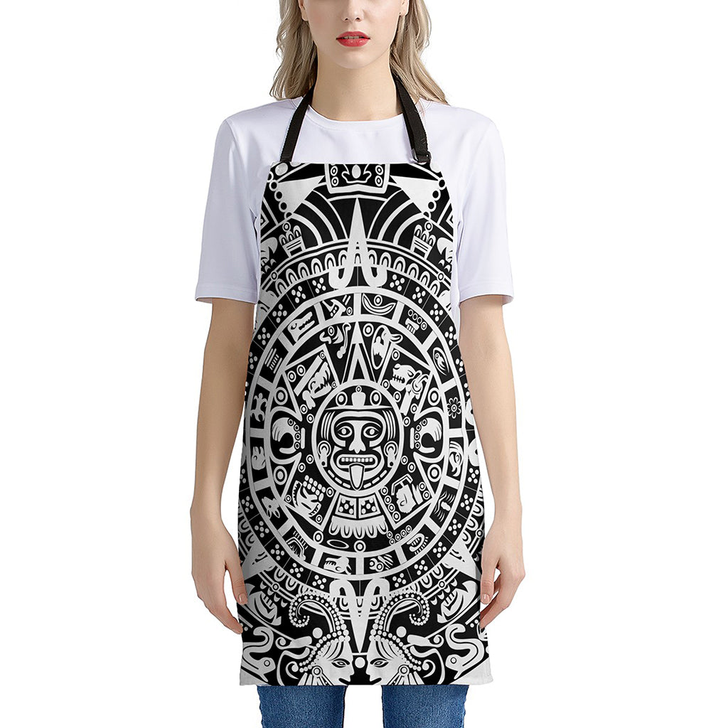 White And Black Maya Calendar Print Apron