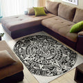 White And Black Maya Calendar Print Floor Mat