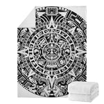 White And Black Maya Calendar Print Blanket