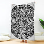 White And Black Maya Calendar Print Blanket