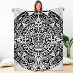 White And Black Maya Calendar Print Blanket