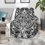 White And Black Maya Calendar Print Blanket