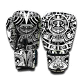 White And Black Maya Calendar Print Boxing Gloves
