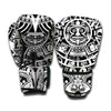 White And Black Maya Calendar Print Boxing Gloves
