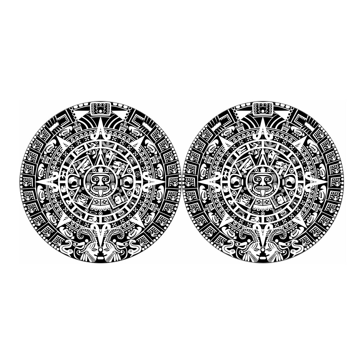White And Black Maya Calendar Print Car Coasters