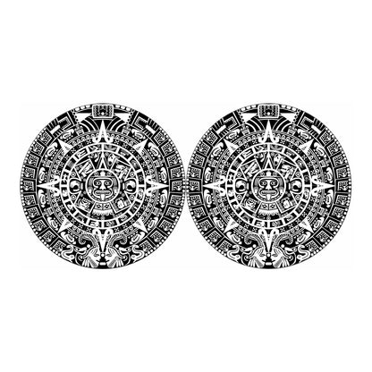 White And Black Maya Calendar Print Car Coasters