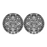 White And Black Maya Calendar Print Car Coasters