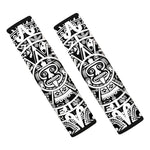 White And Black Maya Calendar Print Car Seat Belt Covers
