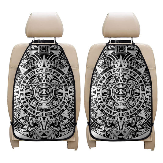 White And Black Maya Calendar Print Car Seat Organizers