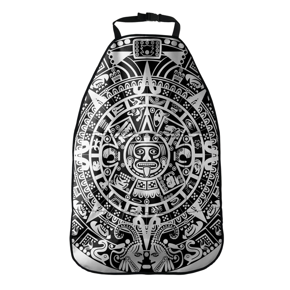 White And Black Maya Calendar Print Car Seat Organizers