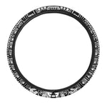 White And Black Maya Calendar Print Car Steering Wheel Cover