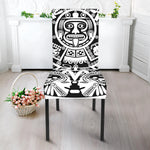 White And Black Maya Calendar Print Dining Chair Slipcover