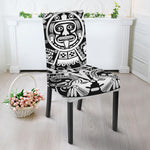 White And Black Maya Calendar Print Dining Chair Slipcover