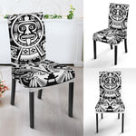 White And Black Maya Calendar Print Dining Chair Slipcover