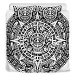 White And Black Maya Calendar Print Duvet Cover Bedding Set