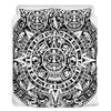 White And Black Maya Calendar Print Duvet Cover Bedding Set