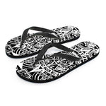 White And Black Maya Calendar Print Flip Flops