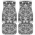 White And Black Maya Calendar Print Front and Back Car Floor Mats