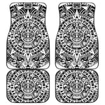 White And Black Maya Calendar Print Front and Back Car Floor Mats