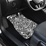 White And Black Maya Calendar Print Front and Back Car Floor Mats