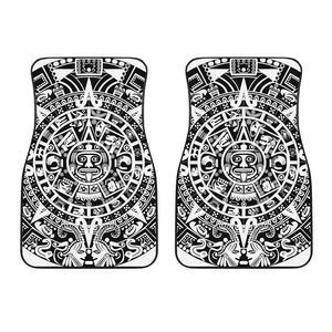 White And Black Maya Calendar Print Front Car Floor Mats