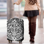 White And Black Maya Calendar Print Luggage Cover
