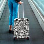 White And Black Maya Calendar Print Luggage Cover