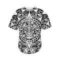 White And Black Maya Calendar Print Men's Baseball Jersey