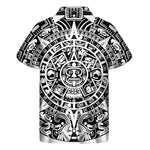 White And Black Maya Calendar Print Men's Short Sleeve Shirt
