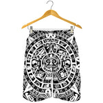 White And Black Maya Calendar Print Men's Shorts