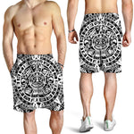 White And Black Maya Calendar Print Men's Shorts