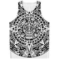 White And Black Maya Calendar Print Men's Tank Top