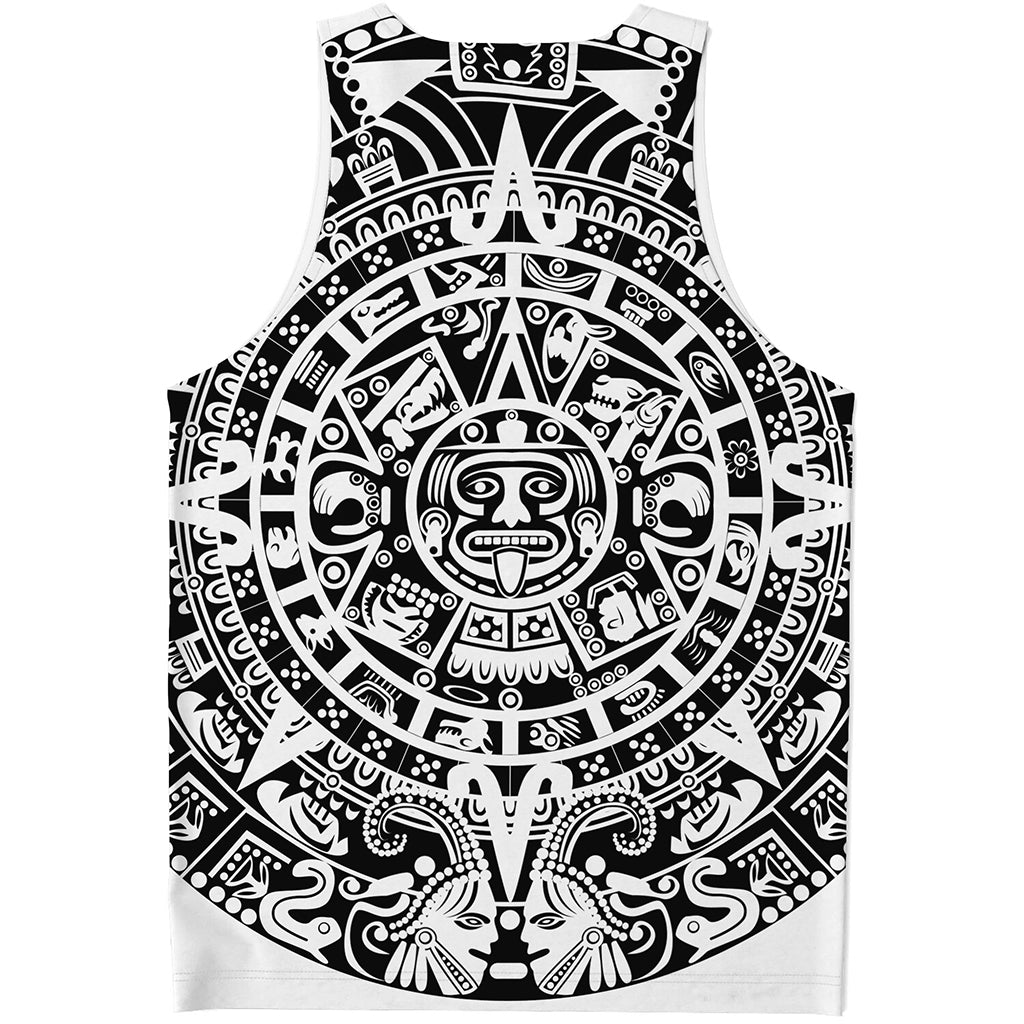 White And Black Maya Calendar Print Men's Tank Top