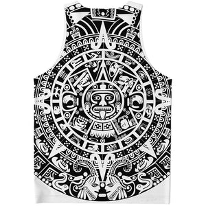 White And Black Maya Calendar Print Men's Tank Top