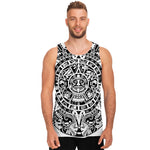 White And Black Maya Calendar Print Men's Tank Top