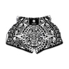 White And Black Maya Calendar Print Muay Thai Boxing Shorts