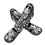 White And Black Maya Calendar Print Muay Thai Shin Guard