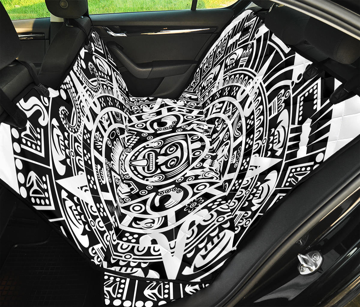 White And Black Maya Calendar Print Pet Car Back Seat Cover