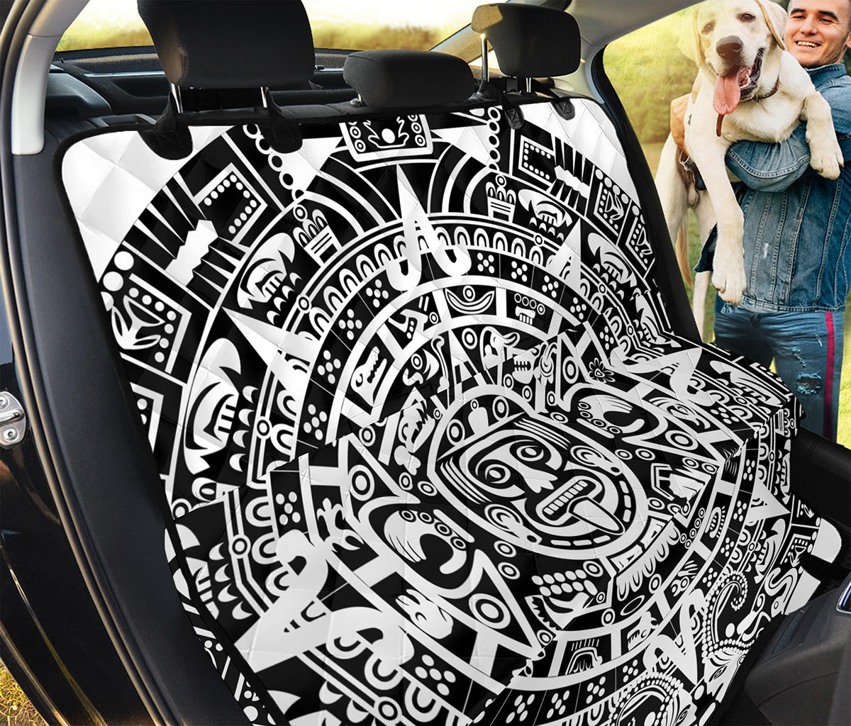 White And Black Maya Calendar Print Pet Car Back Seat Cover