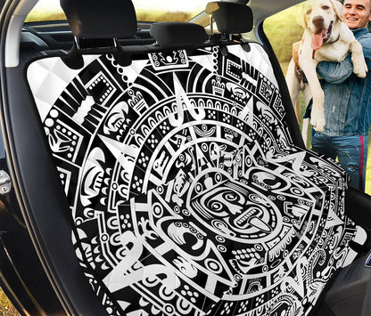 White And Black Maya Calendar Print Pet Car Back Seat Cover