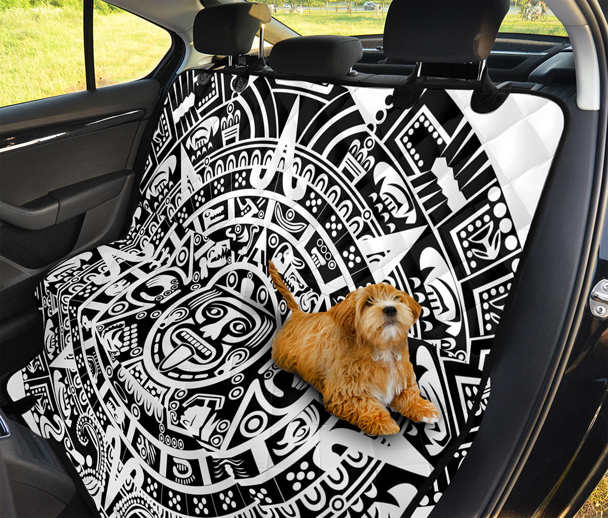 White And Black Maya Calendar Print Pet Car Back Seat Cover