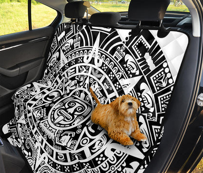 White And Black Maya Calendar Print Pet Car Back Seat Cover