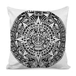 White And Black Maya Calendar Print Pillow Cover