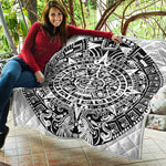 White And Black Maya Calendar Print Quilt