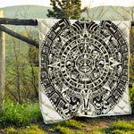 White And Black Maya Calendar Print Quilt