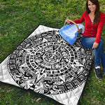 White And Black Maya Calendar Print Quilt